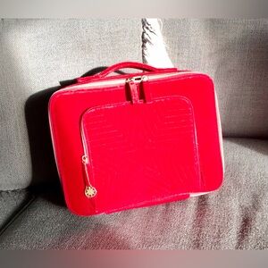 2/$10 ESTÉE LAUDER Promotional Red Plush Material Zip Travel Cosmetic Makeup Bag